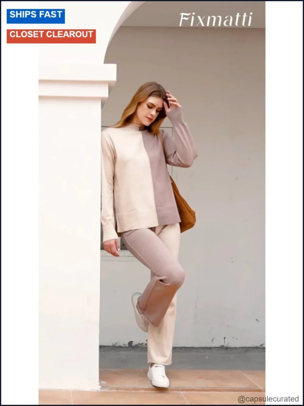 2 Piece Knitted Sweater Wide Leg Pants Off Shoulder Lounge Set